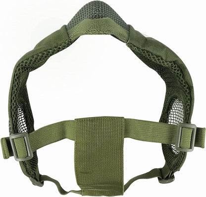 Airsoft Protective Gear Set, Half Face Mesh Mask with Ear Protection and Tactical Goggles for Adult Men Women BBS Paintball Shooting CS Survival Games Cosplay